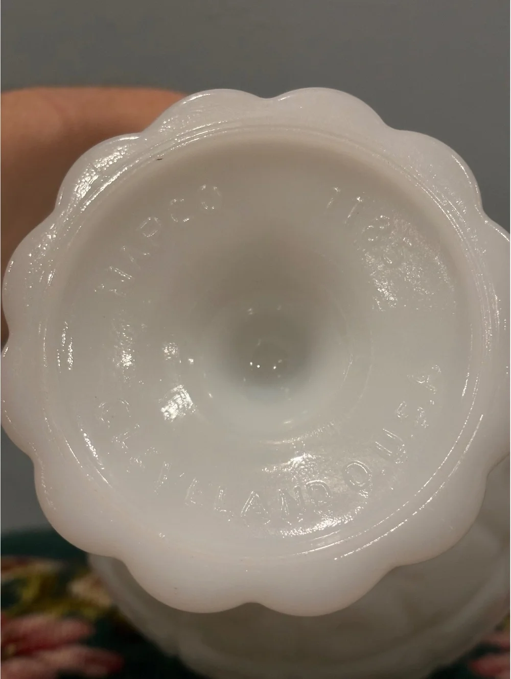 Vintage Napco Milk Glass Compote Scalloped Rim Footed Pedestal Dish White Glass
